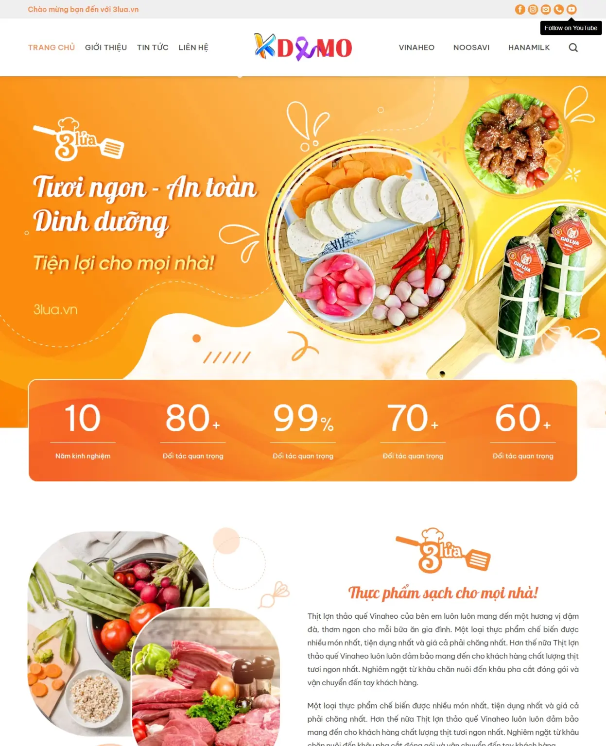 Mẫu Website Thực Phẩm Sạch 3 - Shop Online - Cài Đặt Sẵn