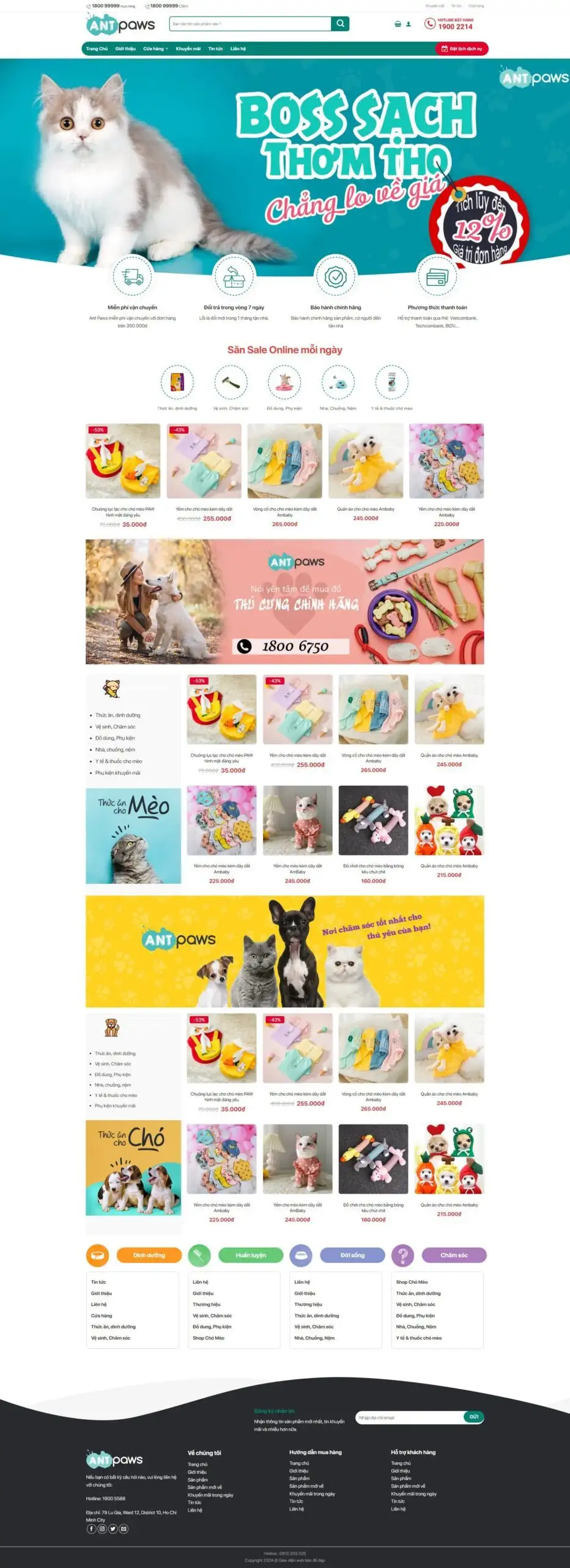 Mẫu Website Thú Cưng 03 - Pet Shop - Shop Online - Cài Đặt Sẵn